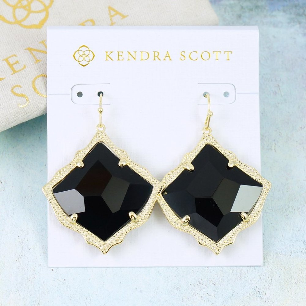 Kendra Scott Kirsten Black Opaque Earrings Gold Plated